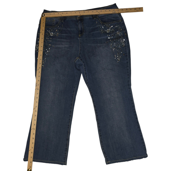 Lot of 2 VTG Y2K INC INTL CONCEPTS Knit  Pants Rhinestone Jeans. SZ 16 Capri - Picture 7 of 13